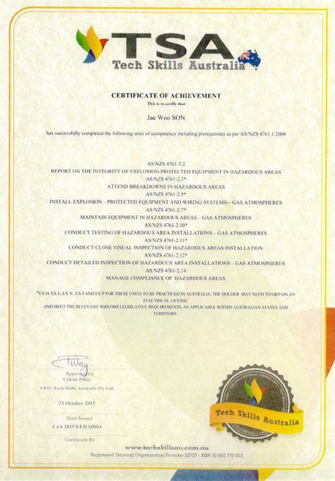 EEHA Certificate 10