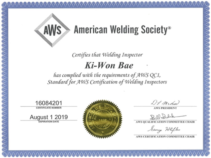 Inspector Certificate 8